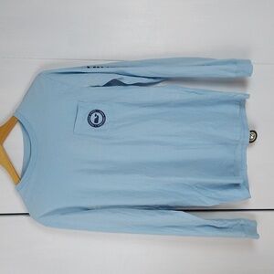Vineyard Vines Womens Blue Longsleeve Pocket Logo Shirt spell out Sz.XS